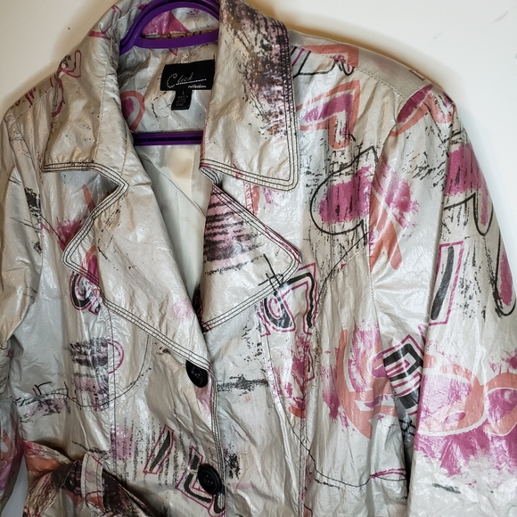 Click collection vintage rain coat abstract graffiti print - Picture 3 of 6